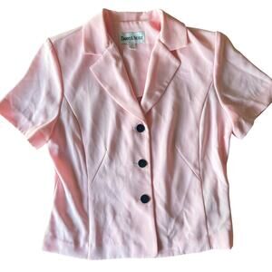 Danny & Nicole Vintage Light Pink Short Sleeve Blazer Size 8 Button Front Retro
